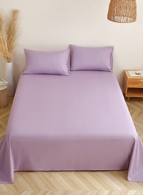 2025春夏新简约款木槿紫色纯色全棉双层纱床单亲肤软糯紫被单