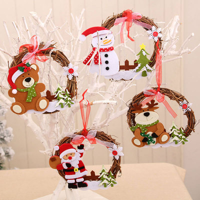 圣诞木质藤条花环 圣诞节门挂商场装饰花环Christmas vine wreath