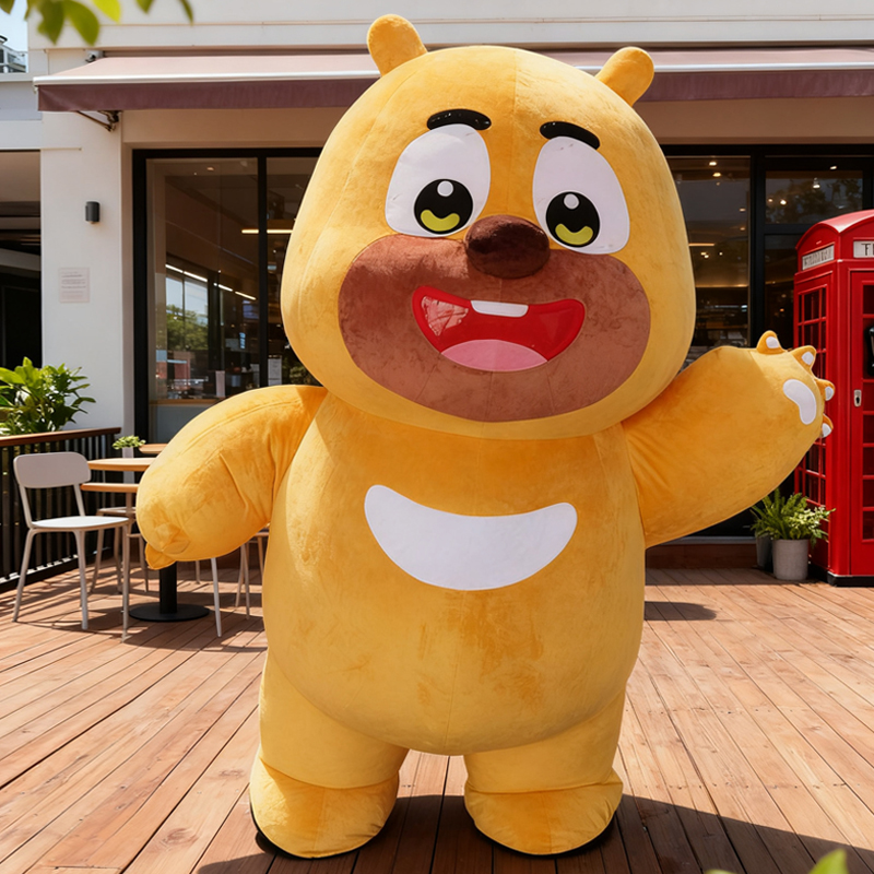 来图定制充气黄熊人偶服定做高端泡沫雕刻动漫头套玩偶服装成人