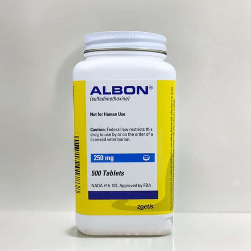美国辉瑞Albon犬狗猫驱球虫肠炎便血脓皮症膀胱炎 250mg 单粒