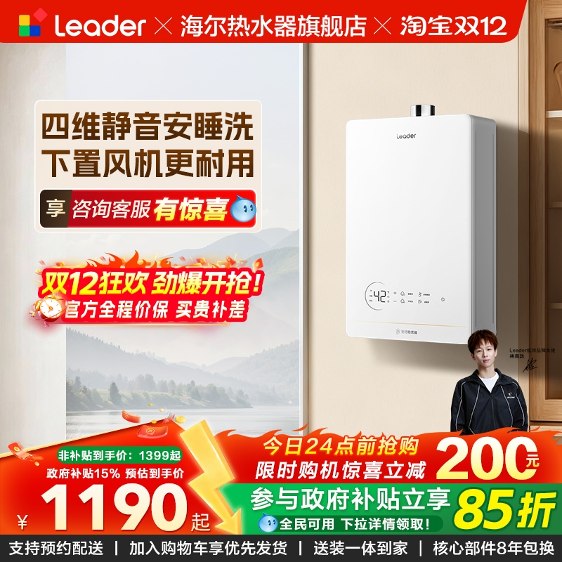 国补海尔智家Leader官方燃气热水器天然气家用洗澡安睡恒温16LB5