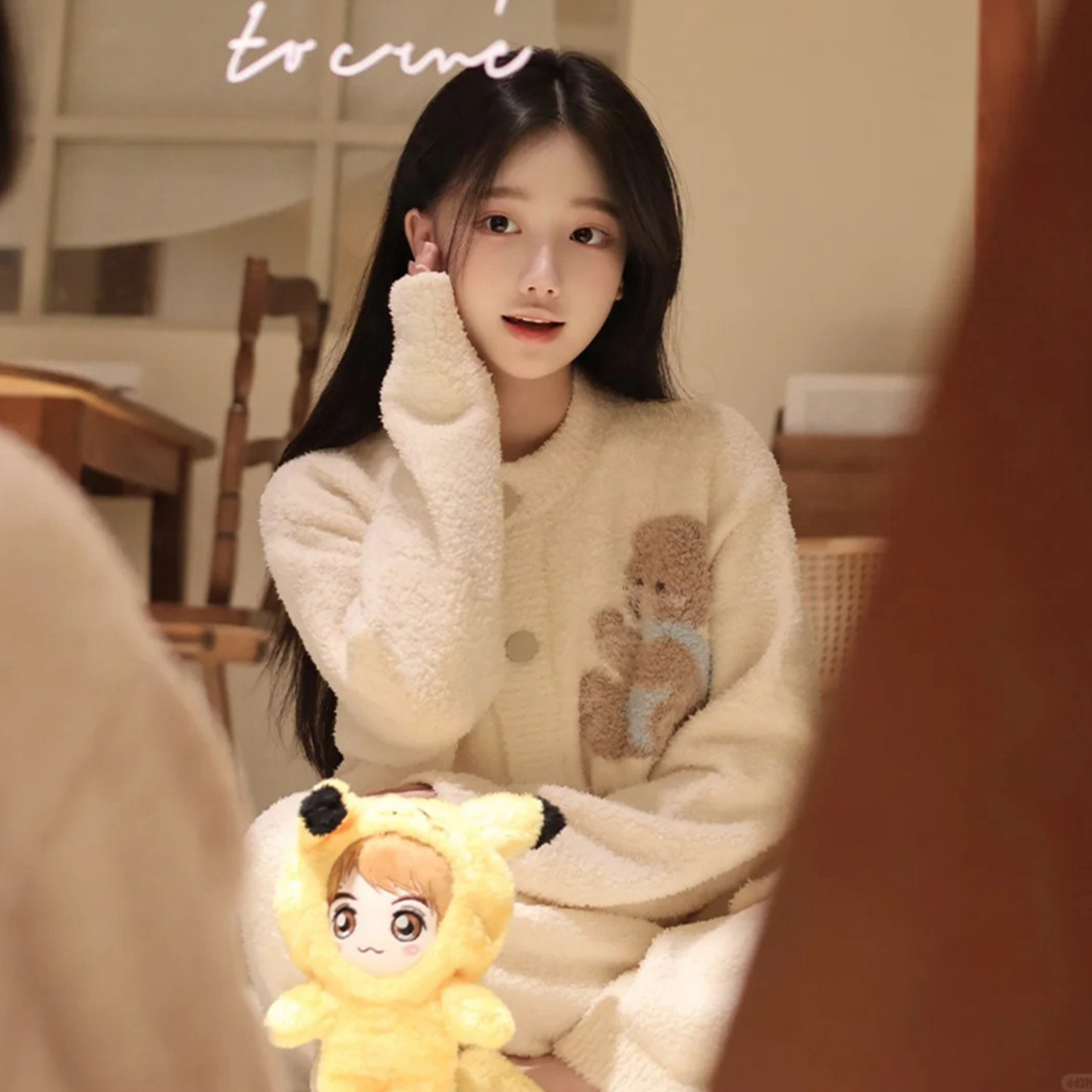 维多利亚半边绒睡衣女款2025新款冬保暖珊瑚绒卡通小熊家居服套装,女士内衣/男士内衣/家居服,睡衣/家居服套装,淘宝优惠券,粉丝福利购,淘宝优惠卷