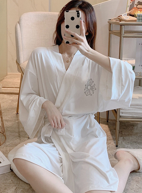 维多利亚纯棉睡袍女款2026新款夏季天吸水速干浴袍酒店浴衣家居服