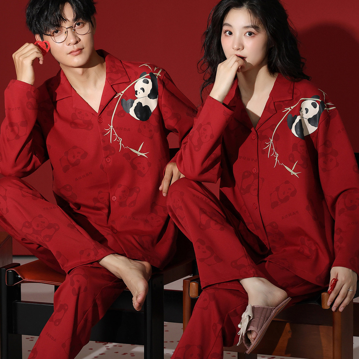 维多利亚红色新年睡衣情侣装一男一女春秋款纯棉本命年新婚家居服,女士内衣/男士内衣/家居服,睡衣/家居服套装,淘宝优惠券,粉丝福利购,淘宝优惠卷