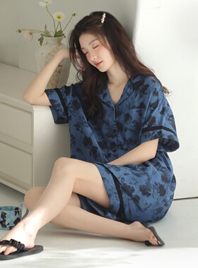 维多利亚睡衣女款双层纱布夏季短袖纯棉布料100全棉高级感家居服