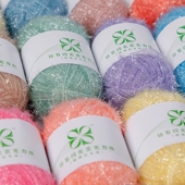 达圆出品钻石闪光亚克力线玻璃丝毛线手工编织草莓洗碗巾线团diy