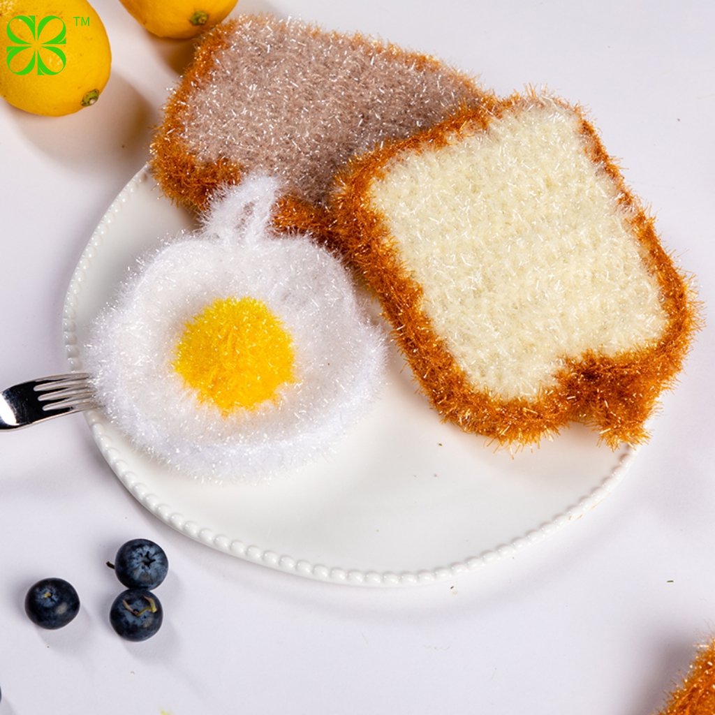 出口韩国亚克力吐司洗碗巾不粘油抹布创意不沾油面包菜瓜布百洁布