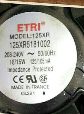 98XH0181000 原装正品法国ETRI风扇125XR5181002 298DL2LP 11000A