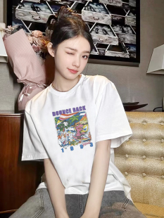 明星林允同款短袖t恤女纯棉设计感小众欧美街头风宽松洋气上衣服