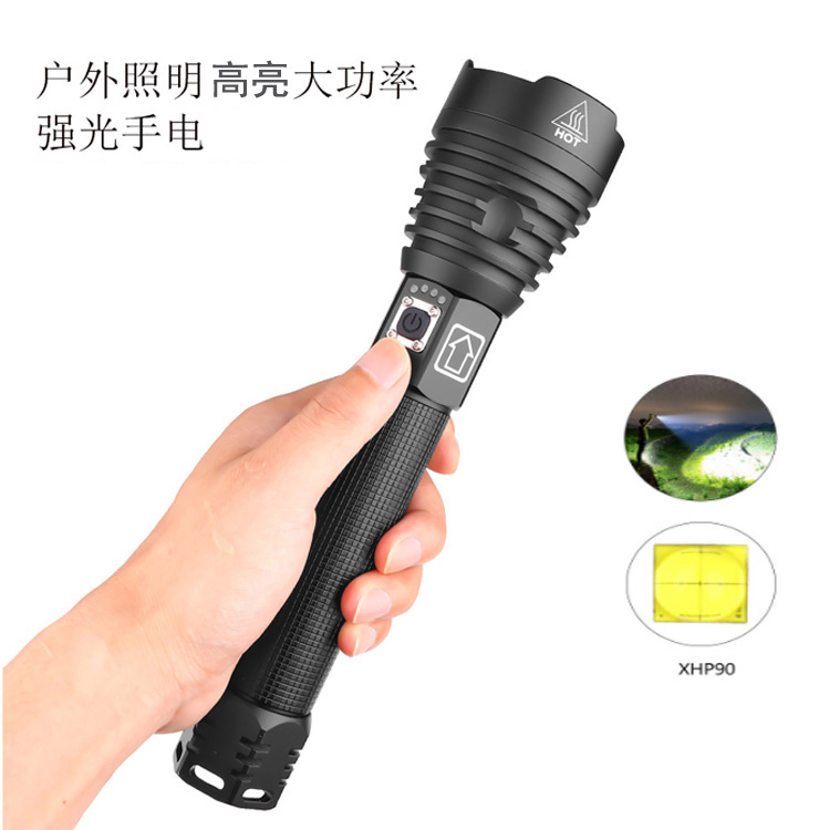 跨境新款XHP90强光手电USB充电电量显示含背带P90变焦强光手电筒在类目 户外/登山/野营/旅行用品, 户外照明, 手电筒中 - 来自Buy2taobao.com提供专业的淘宝代购服务