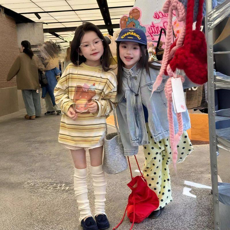 26春季新款女童韩系条纹ins风T恤上衣儿童洋气亮片流苏短裤套装潮,童装/婴儿装/亲子装,套装,淘宝优惠券,粉丝福利购,淘宝优惠卷