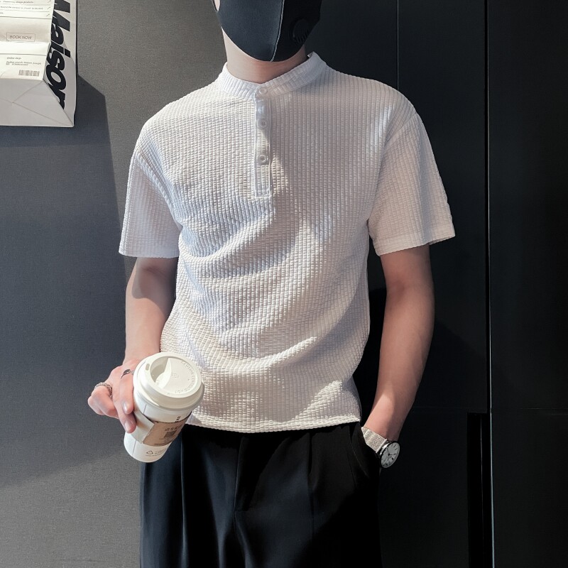 TX05-特P48控68黑色夏季新款社会小伙店主风短袖T恤男,男装T恤,电商B363-1