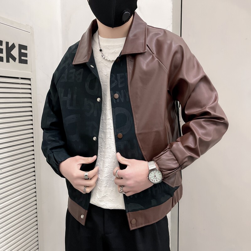 JK20-P108控148白色社会小伙店主风假两件夹克外套,男装夹克,电商B363-1