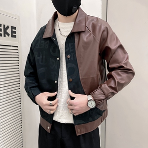 JK20-P108控148白色社会小伙店主风假两件夹克外套图片