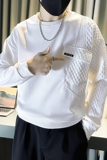秋季男士卫衣设计感拼接长袖上衣B363-1-WY05-P68白色，男装卫衣，电商B363-1