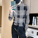 CS07P58格子长袖衬衫男韩版修身春秋季2024新款，男装衬衫，电商B363-1