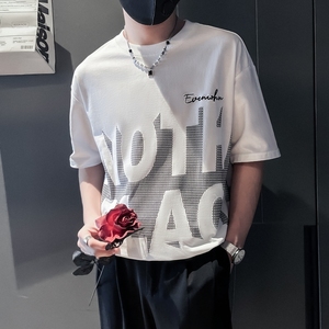 TX12-P58-2023社会小伙白色休闲百搭男士短袖T恤高档上衣半袖潮流图片