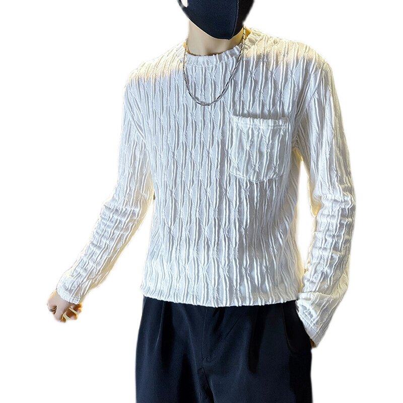 B363-1-CT02-P48高级感秋季男士圆领t恤打底衫潮流体恤,男装T恤,电商B363-1