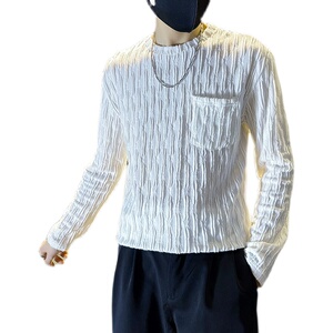 B363-1-CT02-P48高级感秋季男士圆领t恤打底衫潮流体恤图片