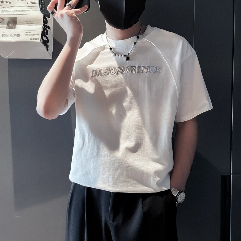 TX03-P58控78黑色夏季新款社会小伙店主风短袖T恤男,男装T恤,电商B363-1
