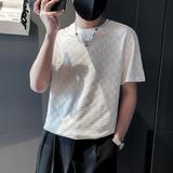 TX06-P48控68黑色冰丝夏季社会小伙痞帅店主风短袖t恤，男装T恤，电商B363-1