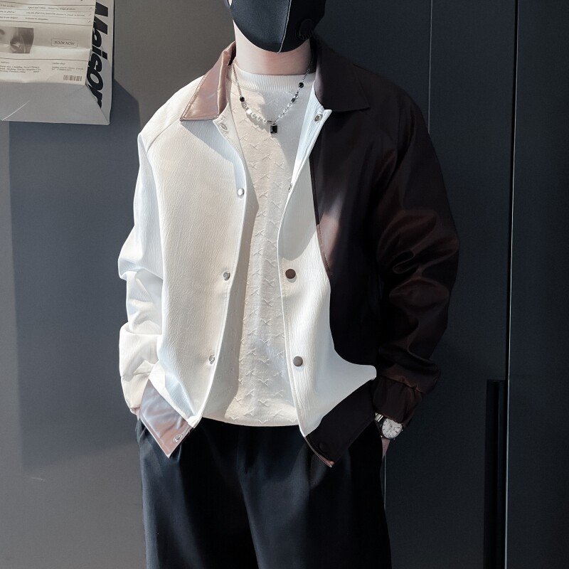 JK20-P108控148白色社会小伙店主风假两件夹克外套,男装夹克,电商B363-1