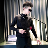 M26P58男士痞帅半高领毛衣秋冬针织打底衫，男装针织衫/毛衣，电商B363-1