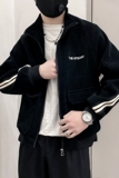 JK19-P108控148黑色高级感社会小伙店主风假两件夹克外套，男装夹克，电商B363-1