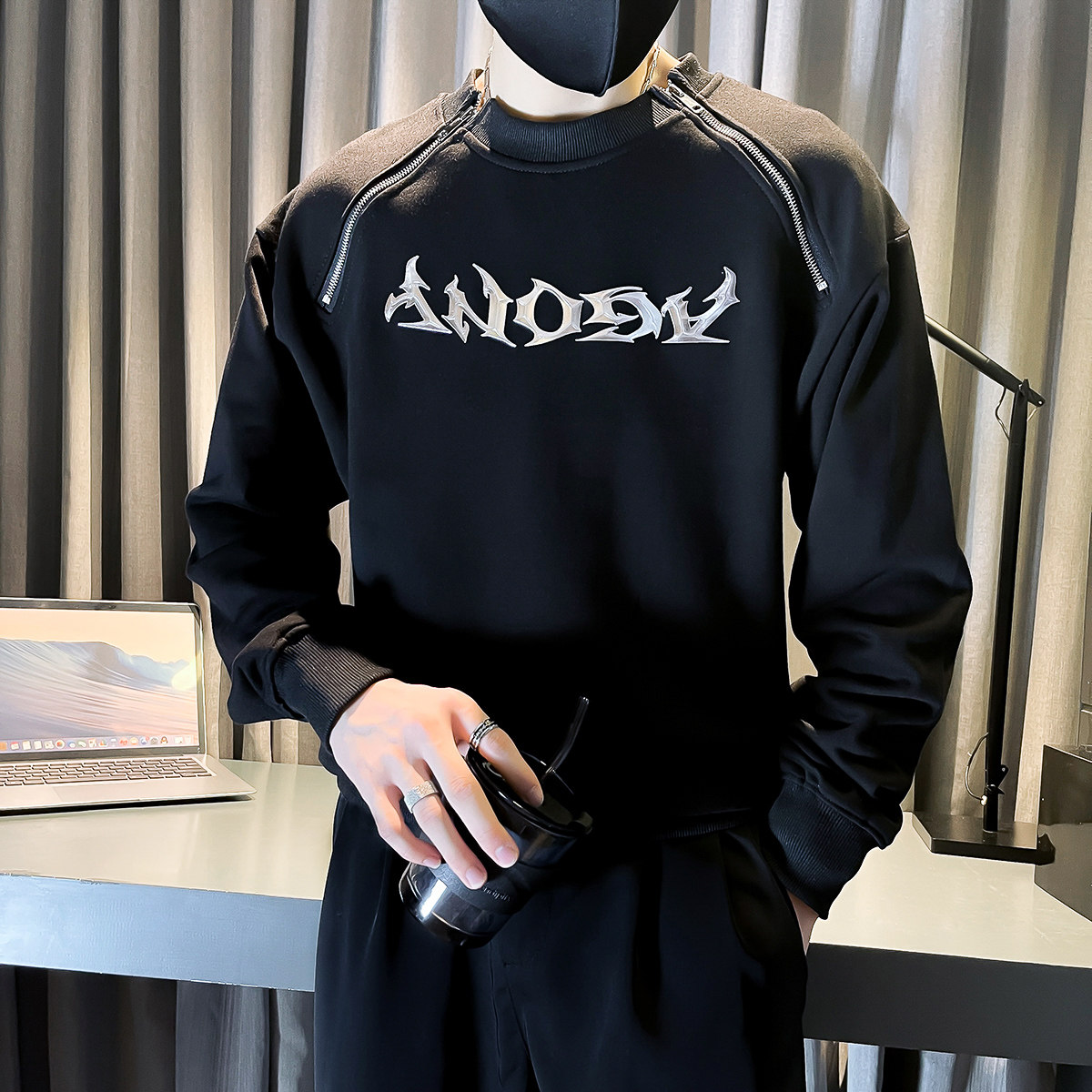 秋季男士卫衣店主风社会小伙B363-1WY09P75灰色,男装卫衣,电商B363-1