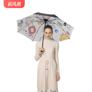 雨伞 端女黑胶防晒遮阳伞卡通折叠晴雨两用广告伞