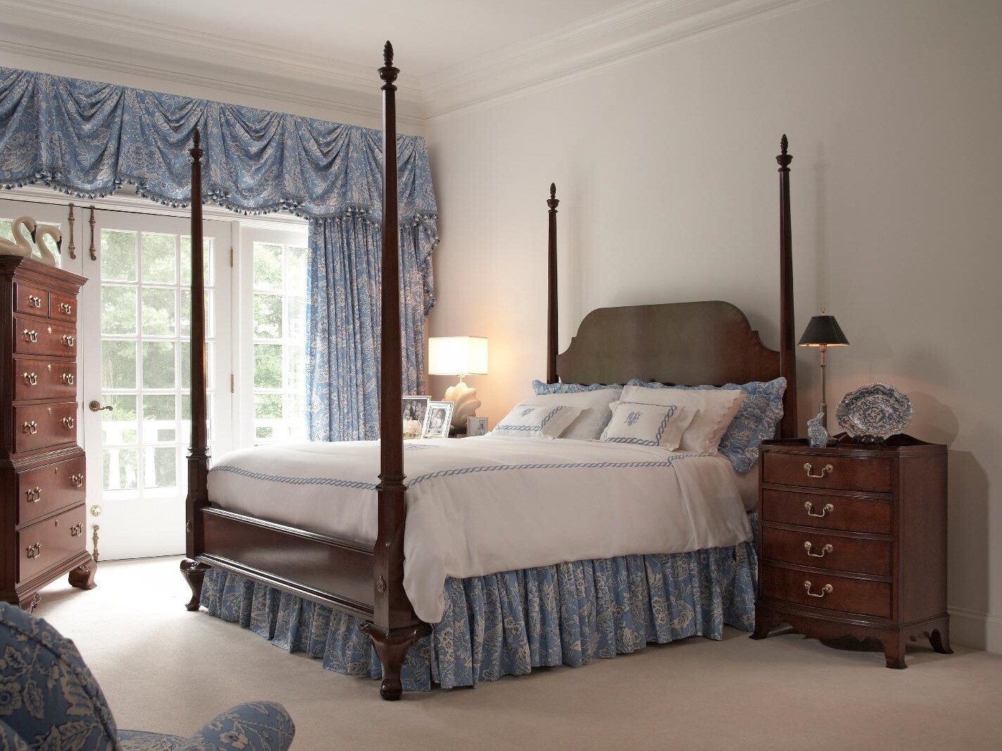 上海定制美式新古典皇后床1.8米婚床双人床田园地中海实木四柱床