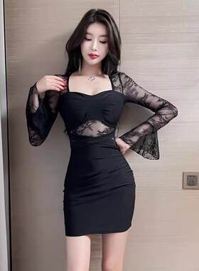 连衣裙女遮肚子包臀裙夜场工作服