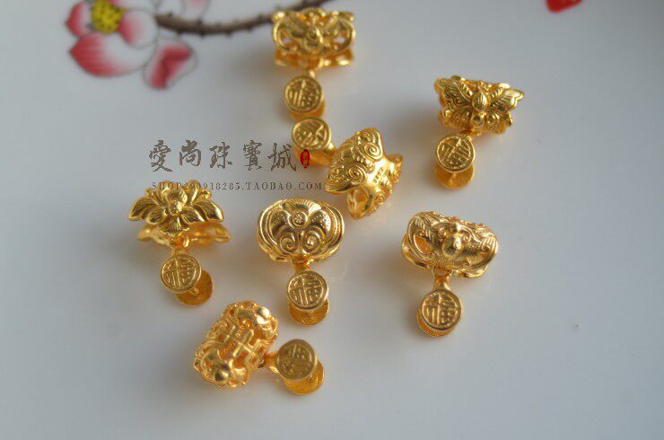 [순은 두꺼운 금 도금]  실버 버클 클립 박쥐 RUYI 나비 옥 크리스탈 클립 DIY 액세서리