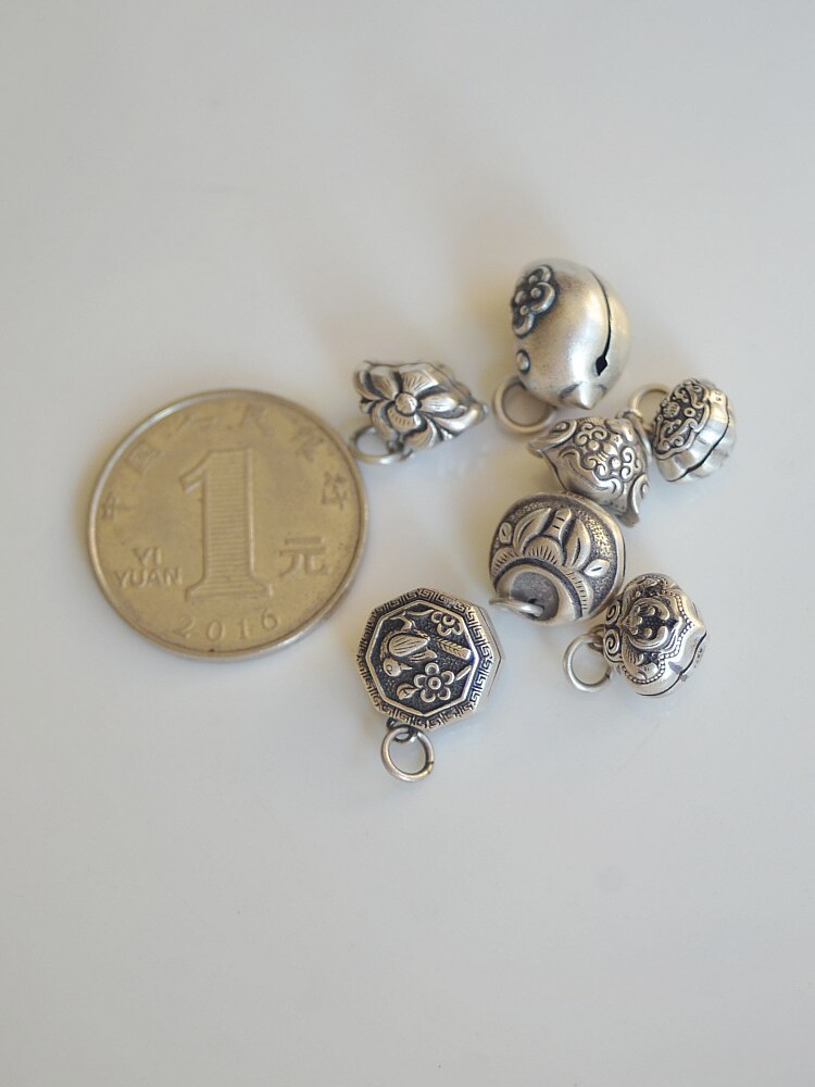 레트로 프로스트 실버 벨 리프트 펜던트 선명한 중국 스타일 벨 사운드 여성 수제 DIY 펜던트 액세서리