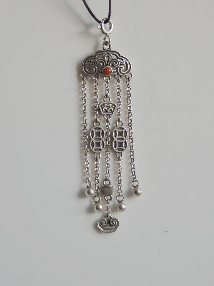 술 펜던트 RUYI 구리 동전 남부 붉은 옥으로 상감 DIY  주얼리 술 펜던트 실버 귀걸이