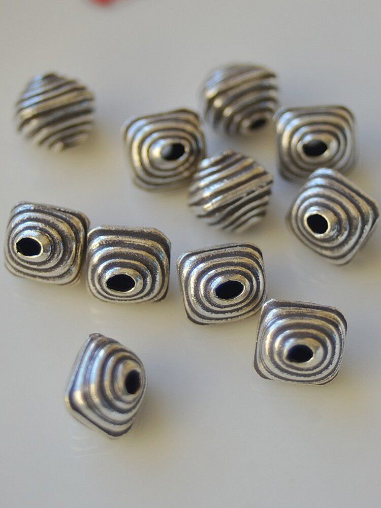 THAILAND CHIANG MAI HANDMADE SILVER  LOOSE BEADS IRREGULAR WINDING BEAD BEADS BRACELET BEADS DIY BRACELET BEADS MATCHING