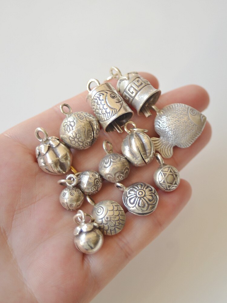 치앙마이 태국 수제 실버 액세서리  레트로 벨 맞춤 액세서리 DIY 매칭 실버 벨 액세서리