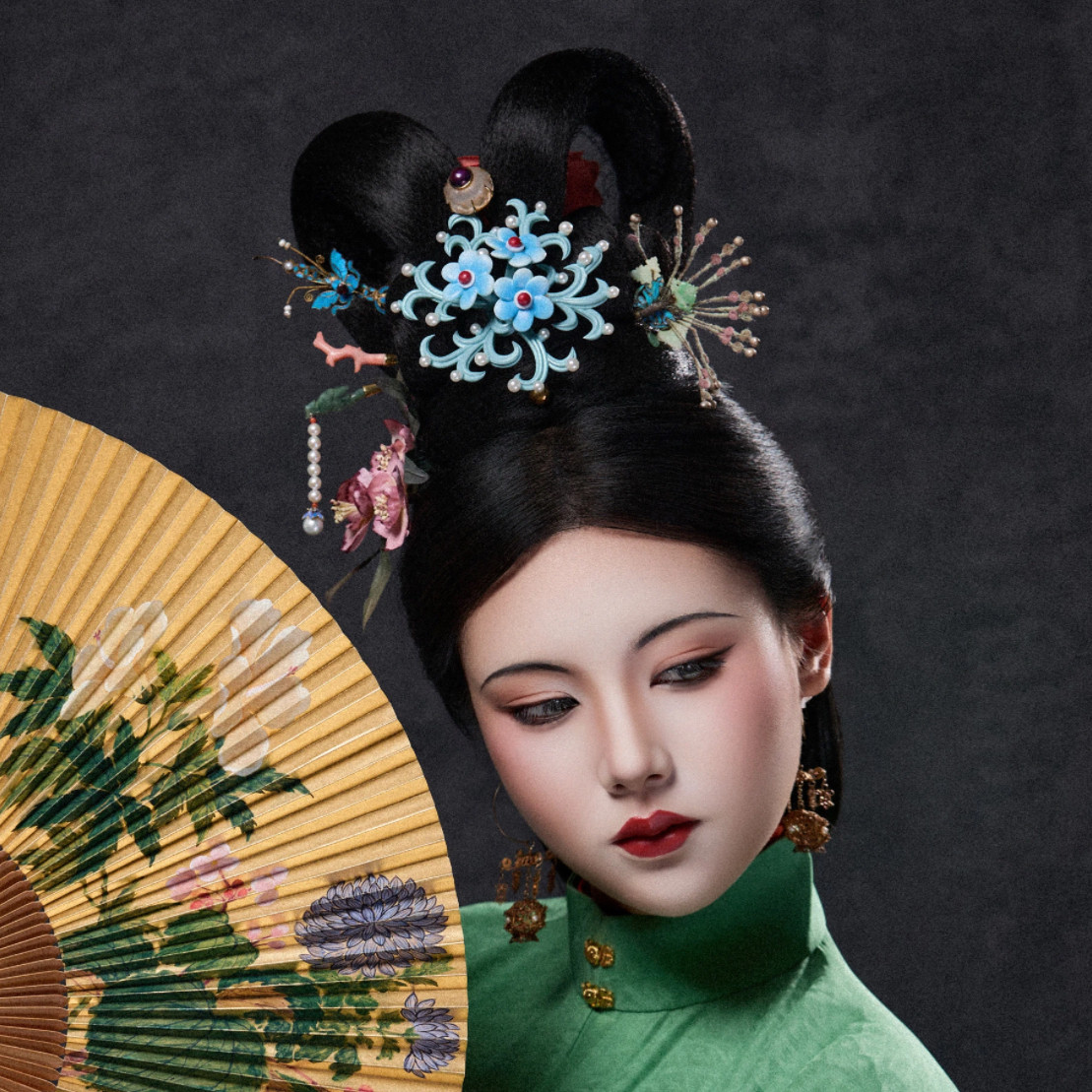 女仙图册复原珠花发钗-3d打印仿珍珠汉服神仙服饰品头饰发饰