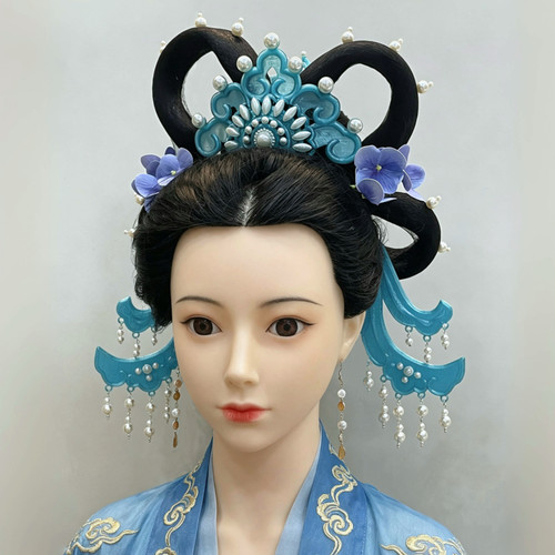 流云拱珠神仙服头饰发冠国风超仙气古风头冠仿壁画3d打印汉服配饰