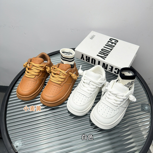 儿童头层牛皮小白鞋2026秋季新款男童休闲鞋女童运动透气软底板鞋