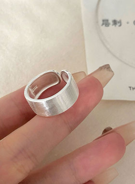 S925纯银拉丝宽面戒指