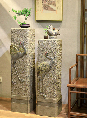 陋石坊新中式展示柱彷古摆件家居装饰柱客厅玄关公司大厅落地摆设