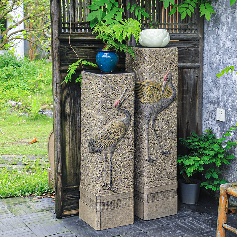 new中式仿石展示柱摆件