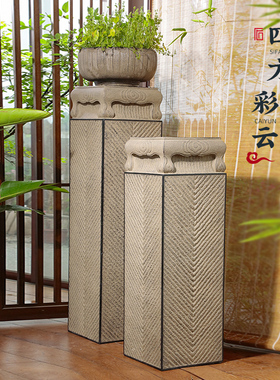 陋石坊祥云展示柱仿古玄关装饰柱产品陈列展示台禅意落地装饰摆件