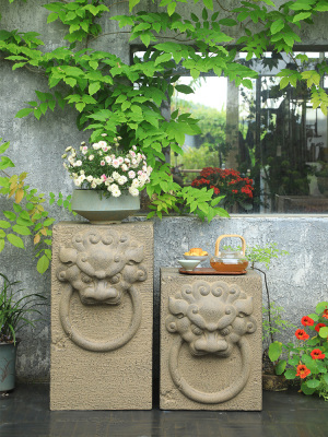 陋石坊户外庭院花园彷石墩花盆底座花墩装饰客厅新中式展示柱摆件