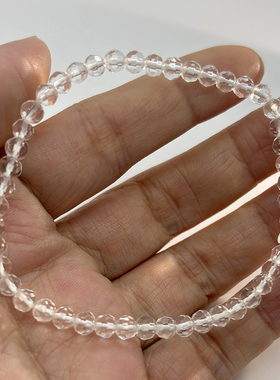 时尚百搭切面水晶玻璃珠手链女生小众设计感闺蜜单圈手饰