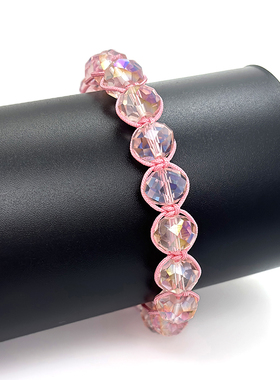 时尚花球珠多切面水晶玻璃珠编织可调节手链