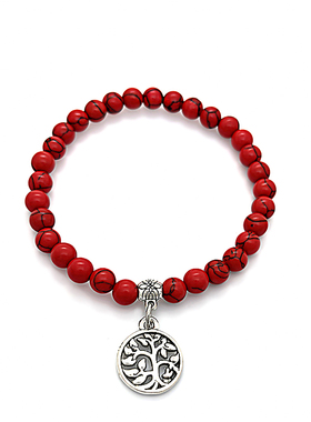 外贸欧美串珠生命树叶子吊坠手链波西米亚民族风松石弹力手链