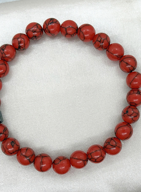 简约磨砂黑石黑胆石手链地图石8mm串珠手串弹力绳手环