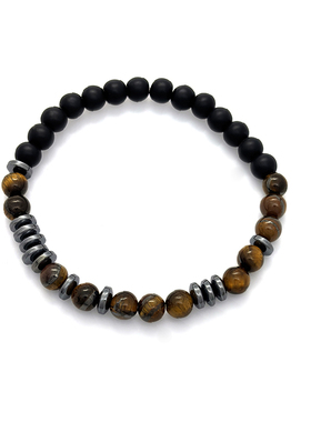 欧美风虎眼石磨砂石I Love You摩斯密码手链情侣手链弹力手链